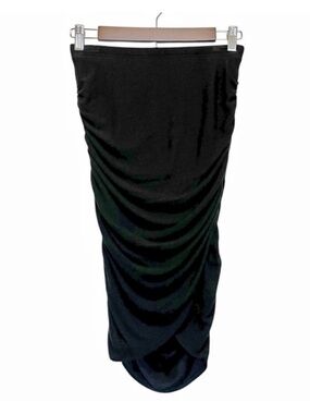 Midi Skirt Tencel Lyocell Knit Ruched Black Size XS Stem Brand